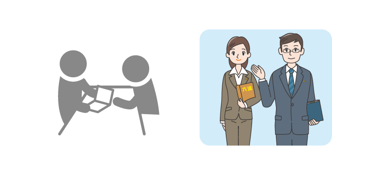 相談しているイメージの画像と、弁護士の画像